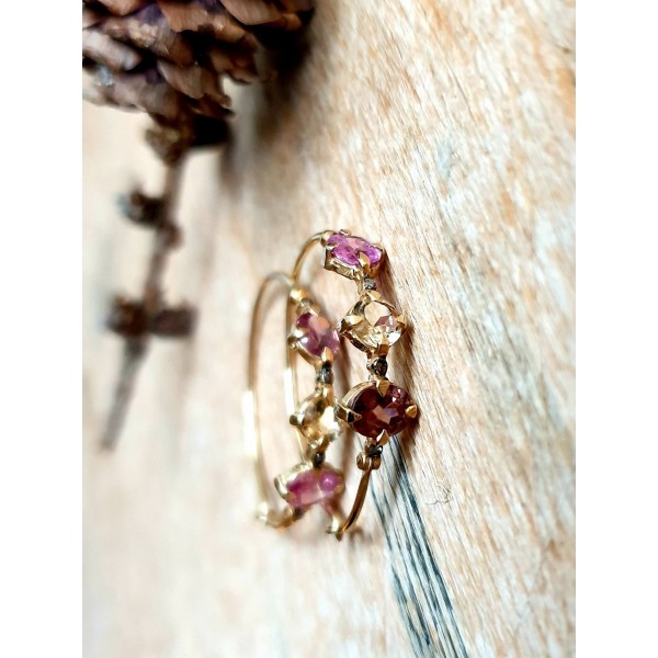 5 Octobre aukso auskarai su safyrais ir deimantais